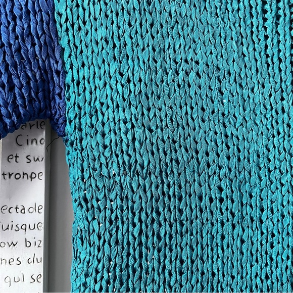 Vintage 80s Gabani Color-block Women's Open Weave Short Sleeve Sweater Size M - Picture 4 of 14